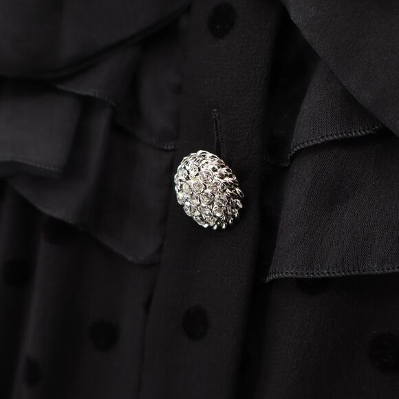 Alessandra Rich Women's Silk/Lace Polka Dot Midi Dress Black Sz 38 US Sz 2 - Picture 6 of 11